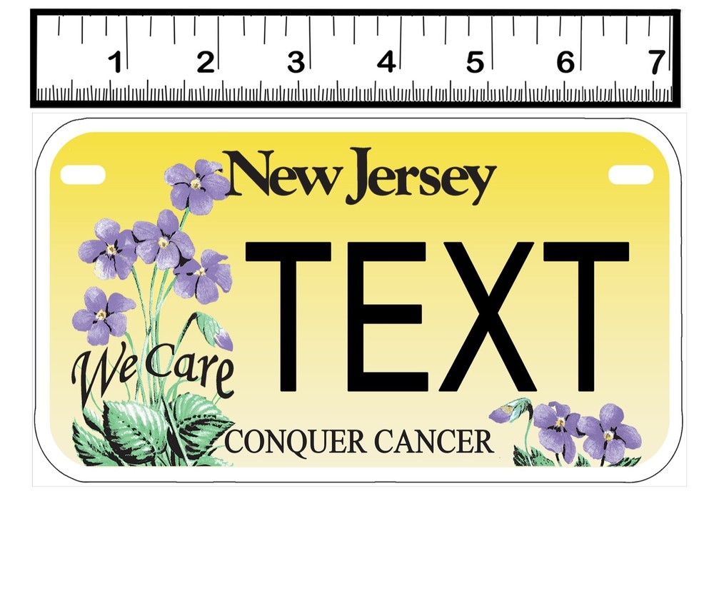 Custom Personalized Motorcycle State License Plate-New Jersey Conquer Cancer