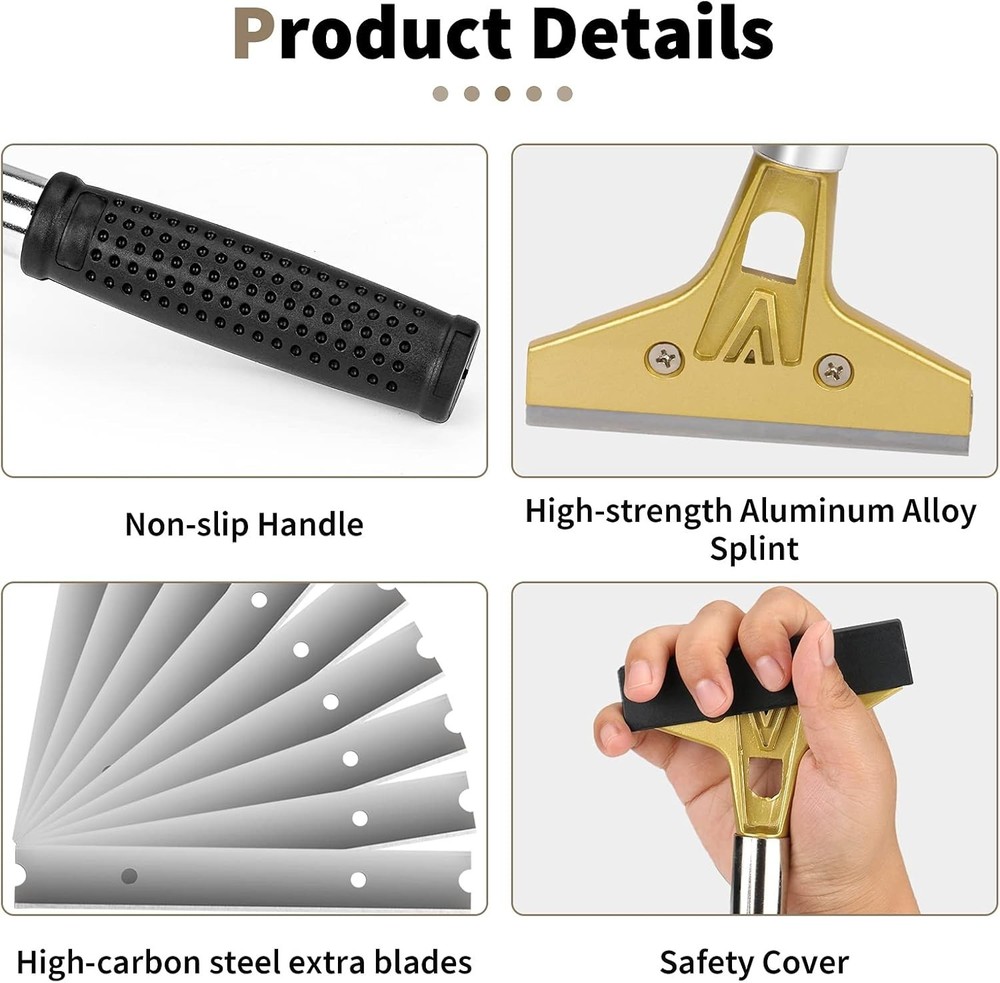 Razor Blade Scraper, 4 Inch Scraper Tool with 10PCS Extra Metal Blades, Large