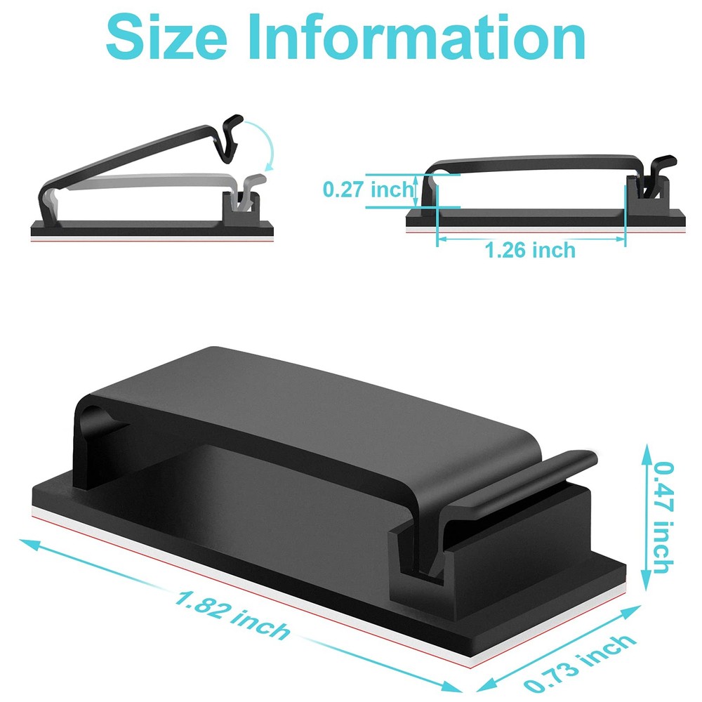 50 PCS Under Table Cable Management Clips White, Large Cable Clips for Comput...