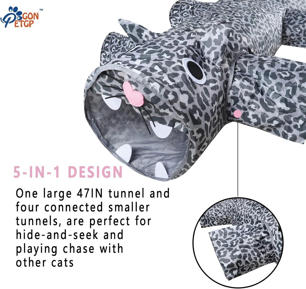 47-Inch Large Cat Tunnel for Small Pets - Durable, Foldable & Fun to Explore