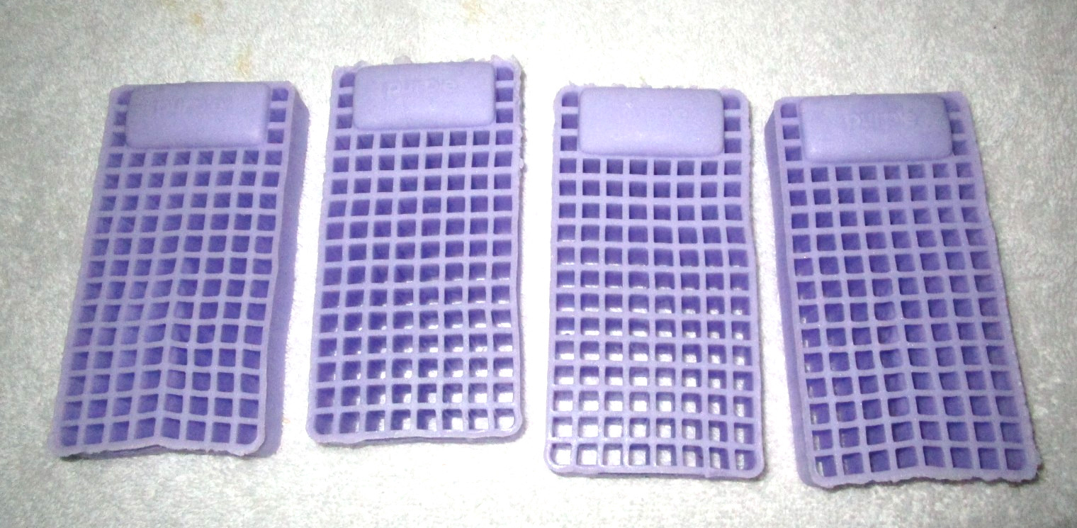 Lot Of 4 -Purple Mattress Collectible Squishy Sample. Rare 4 3/8 x 2.25"