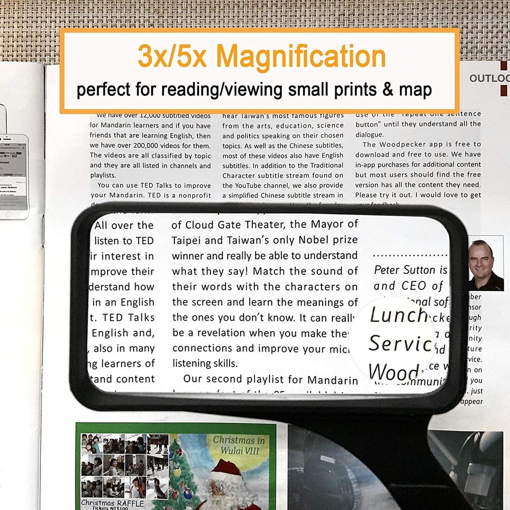 Rectangular Handheld Magnifying Glass for Reading Hobbies Repair Observation