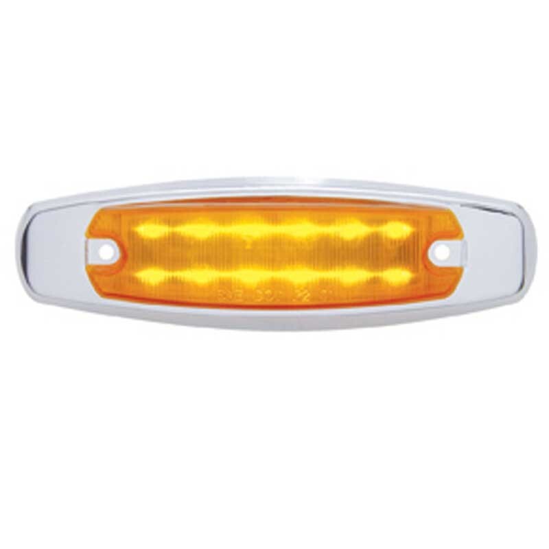 12 LED RECTANGULAR LIGHT (CLEARANCE/MARKER) WITH CHROME BEZEL - AMBER LED/AMBER