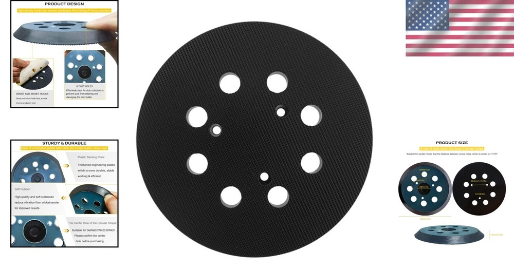5 Inch Round Sander Pad with Hook and Loop Attachment for Easy Installation