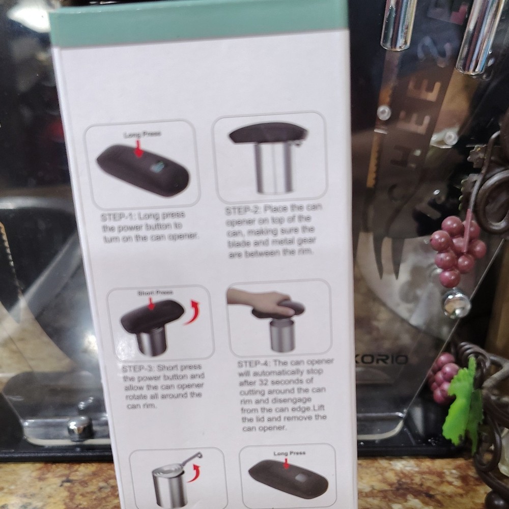 Auto Stop Battery Can Opener Black Digital Display Type-C Charging