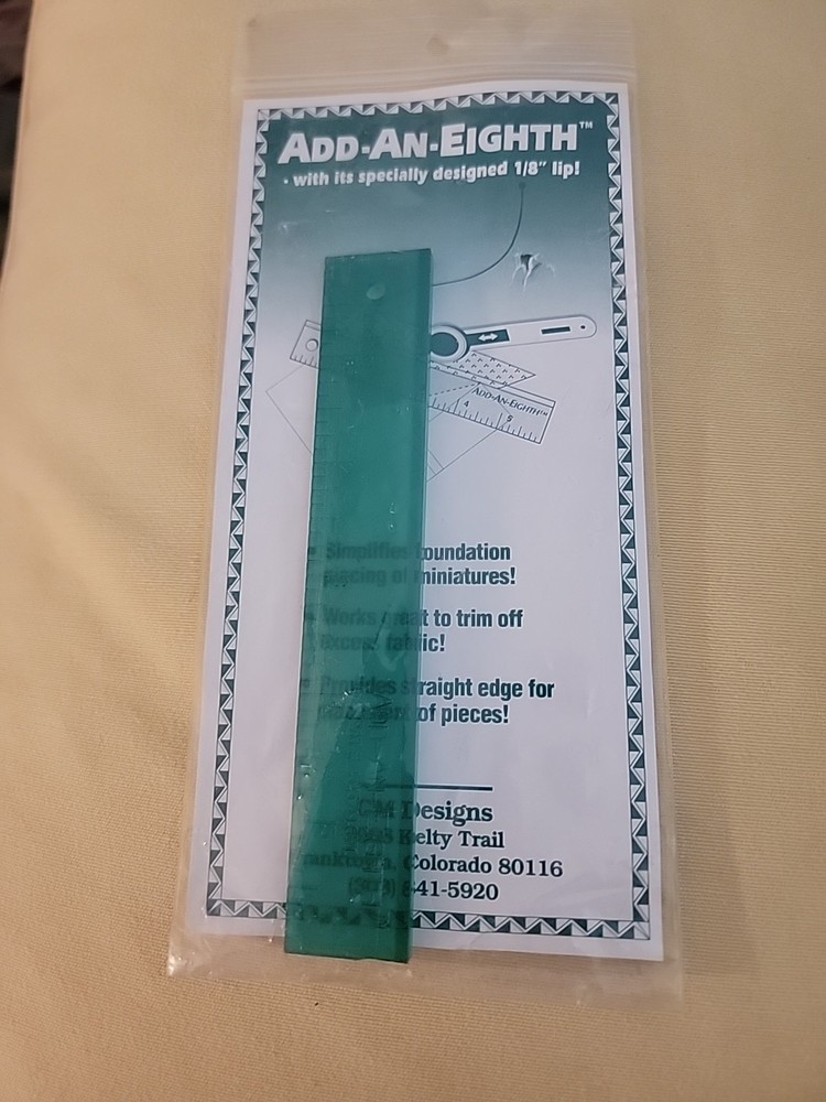Add-An-Eighth™ - 6" Ruler - 1/8" Lip - Simplifies Miniature Foundation Piecing