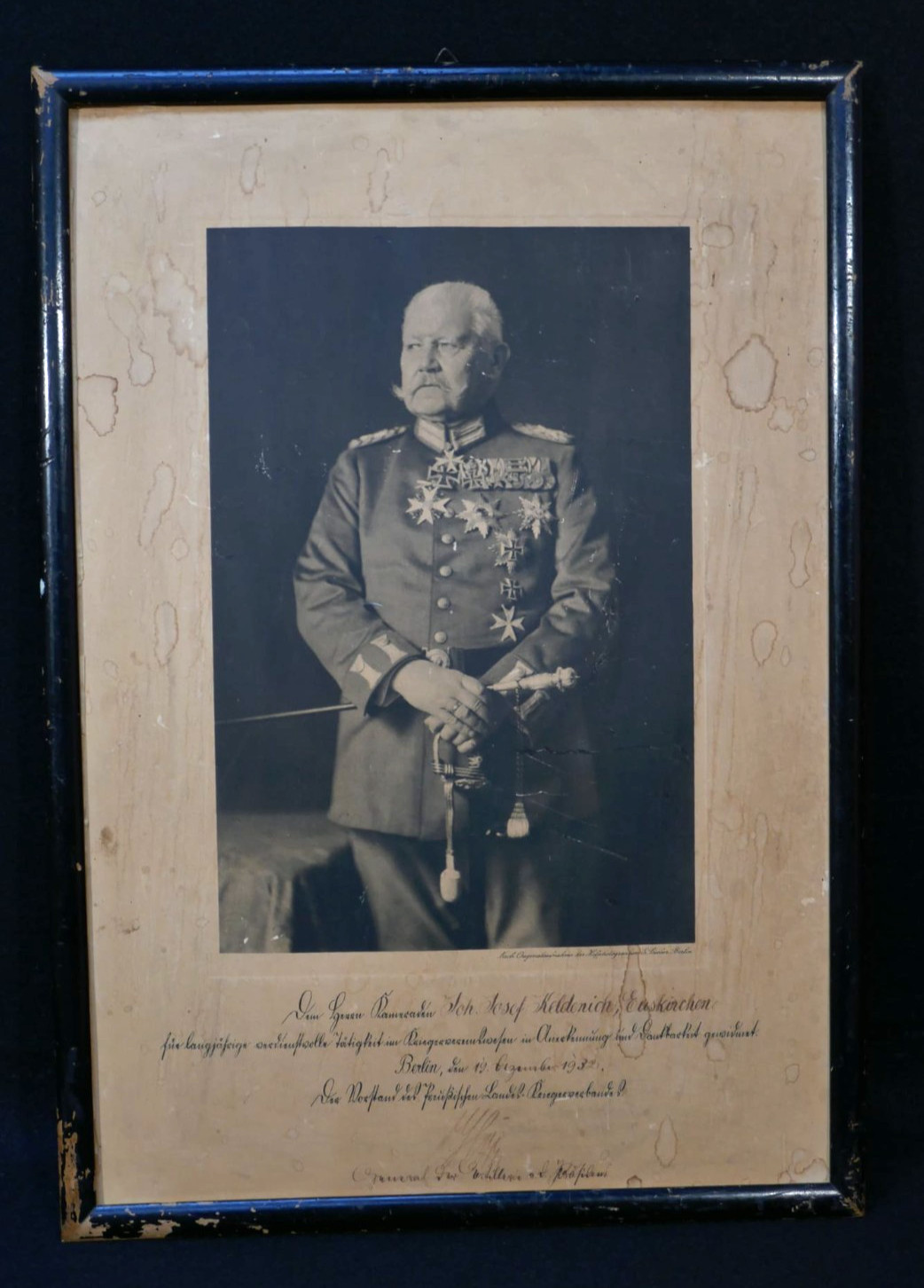Original German Army 1932 Weimar Reichswehr Picture Signed General von Horn