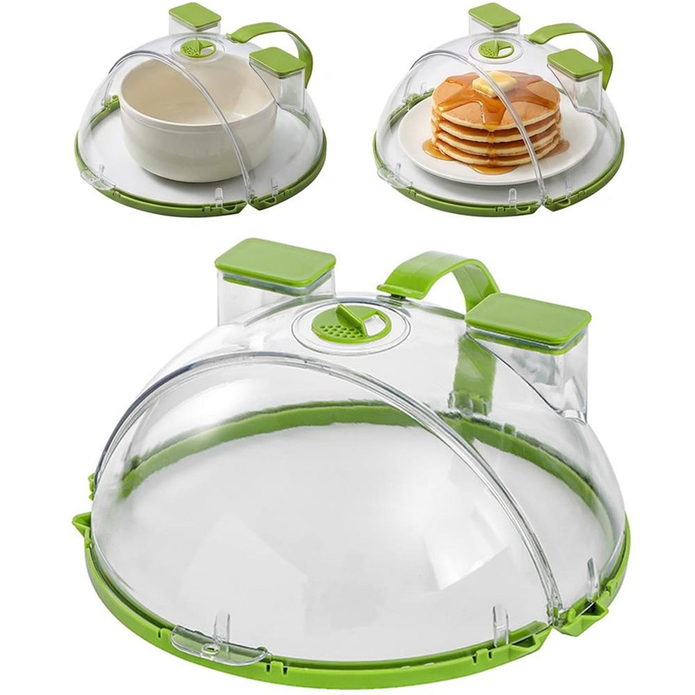 Clear Microwave Splatter Cover with Handle & Steamer 10” Plate Kitchen Tool