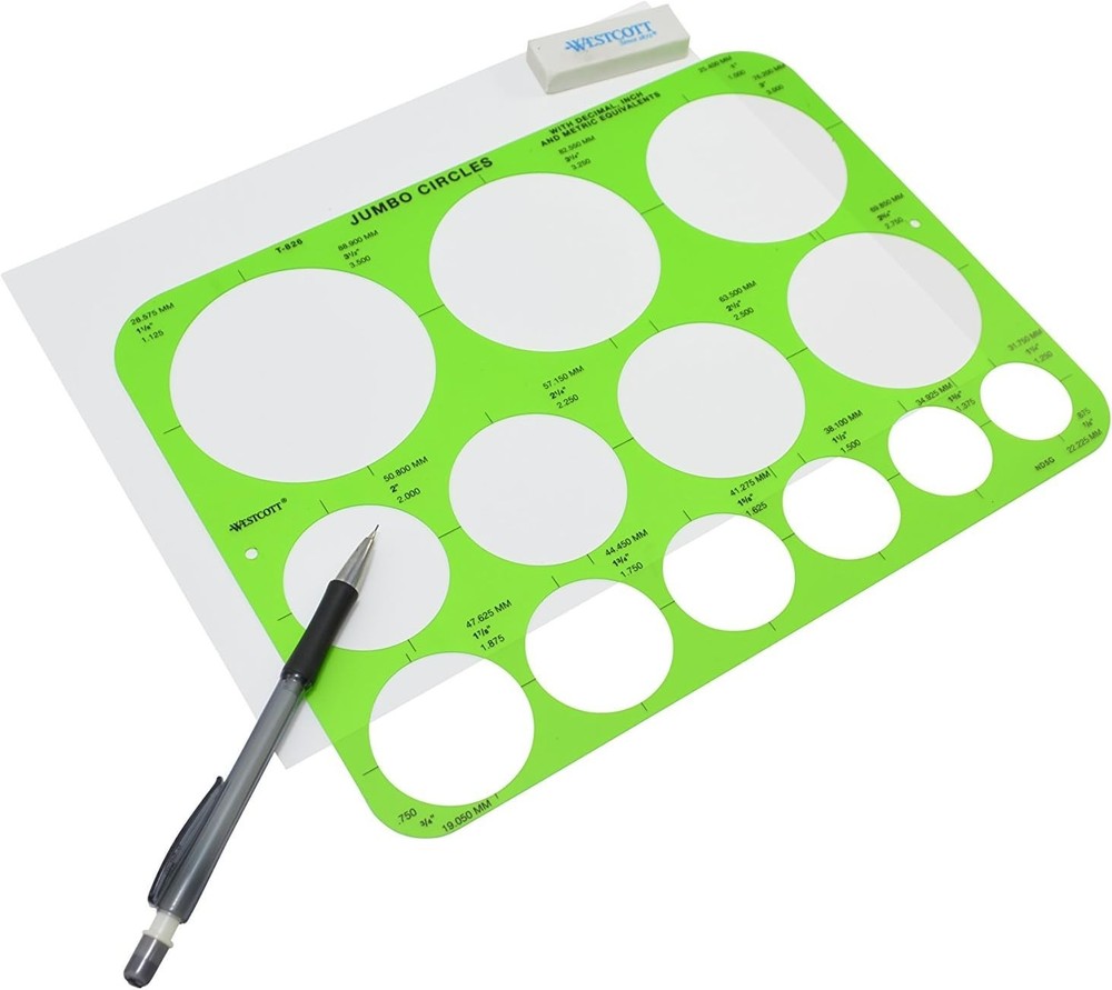 Jumbo Circles Template in Translucent Plastic for Accurate Drawings