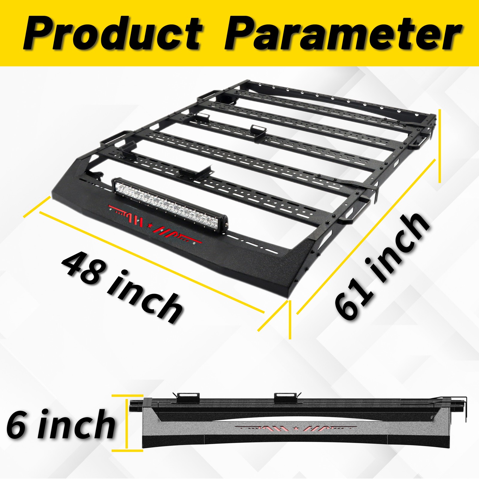 Roof Rack Cargo Basket Rooftop Carrier For 05-23 Toyota Tacoma Double Cab Steel