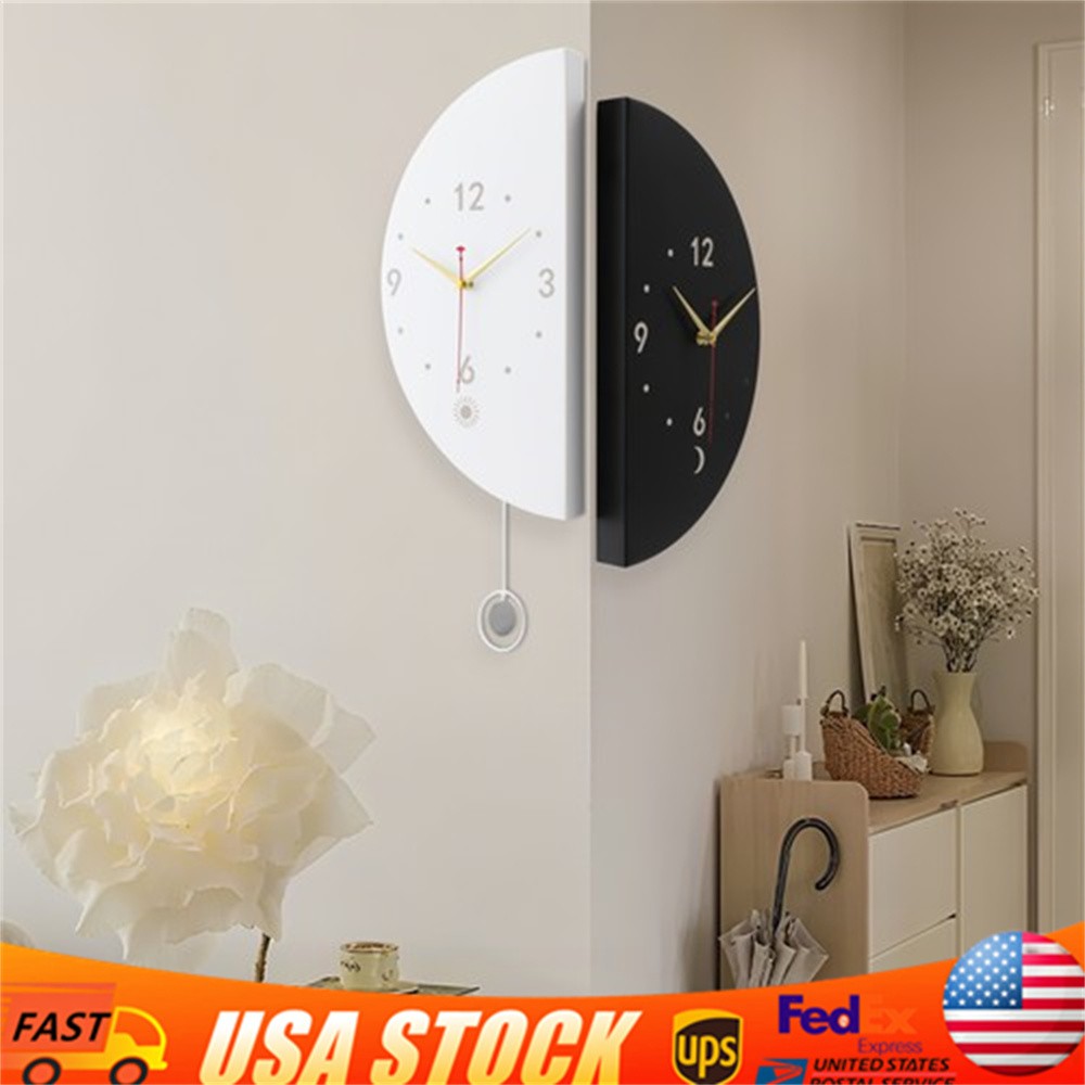 Wall Clock Decoration Double-sided Corner Wall Clock White+black Wall Clock