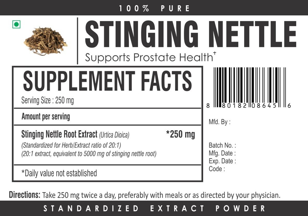 Stinging Nettle Root Extract Powder 20:1 Urtica Prostate Urinary Tract Support