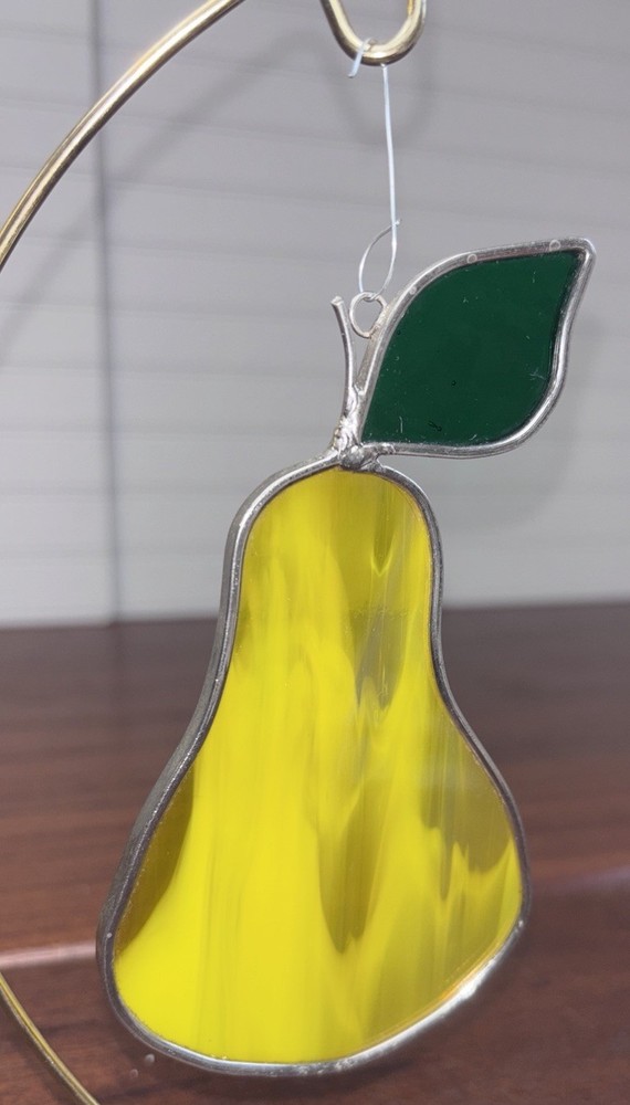Stained Glass Pear Suncatcher Fruit Window Hanging
