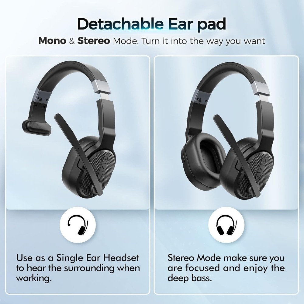 Trucker Bluetooth Headset with Dongle, Noise Cancelling Microphone