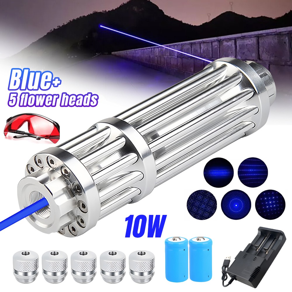 Blue Burning Laser Pointer 450-n-m Adjustable Visible Beam Dot Light 5 Heads