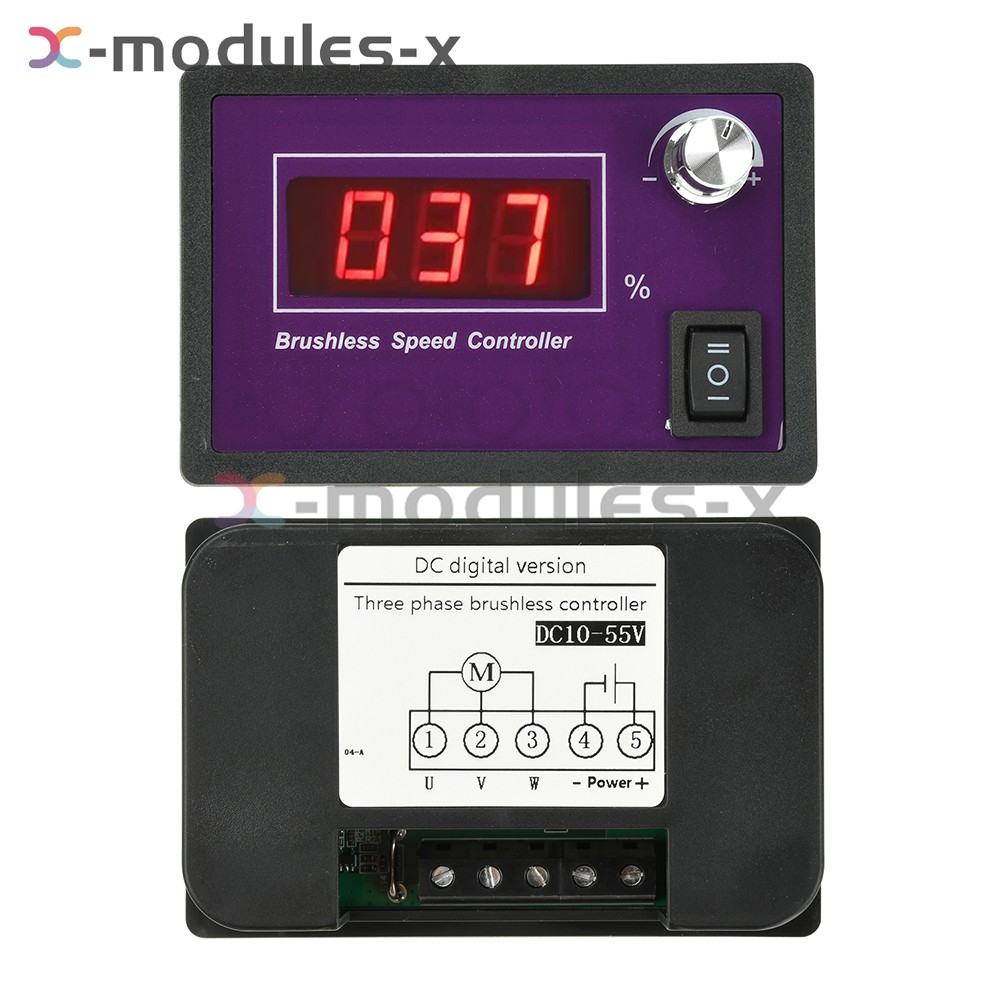 10-55V15A Brushless DC Speed Controller 3-Phase Motor Controller Forward/Reverse