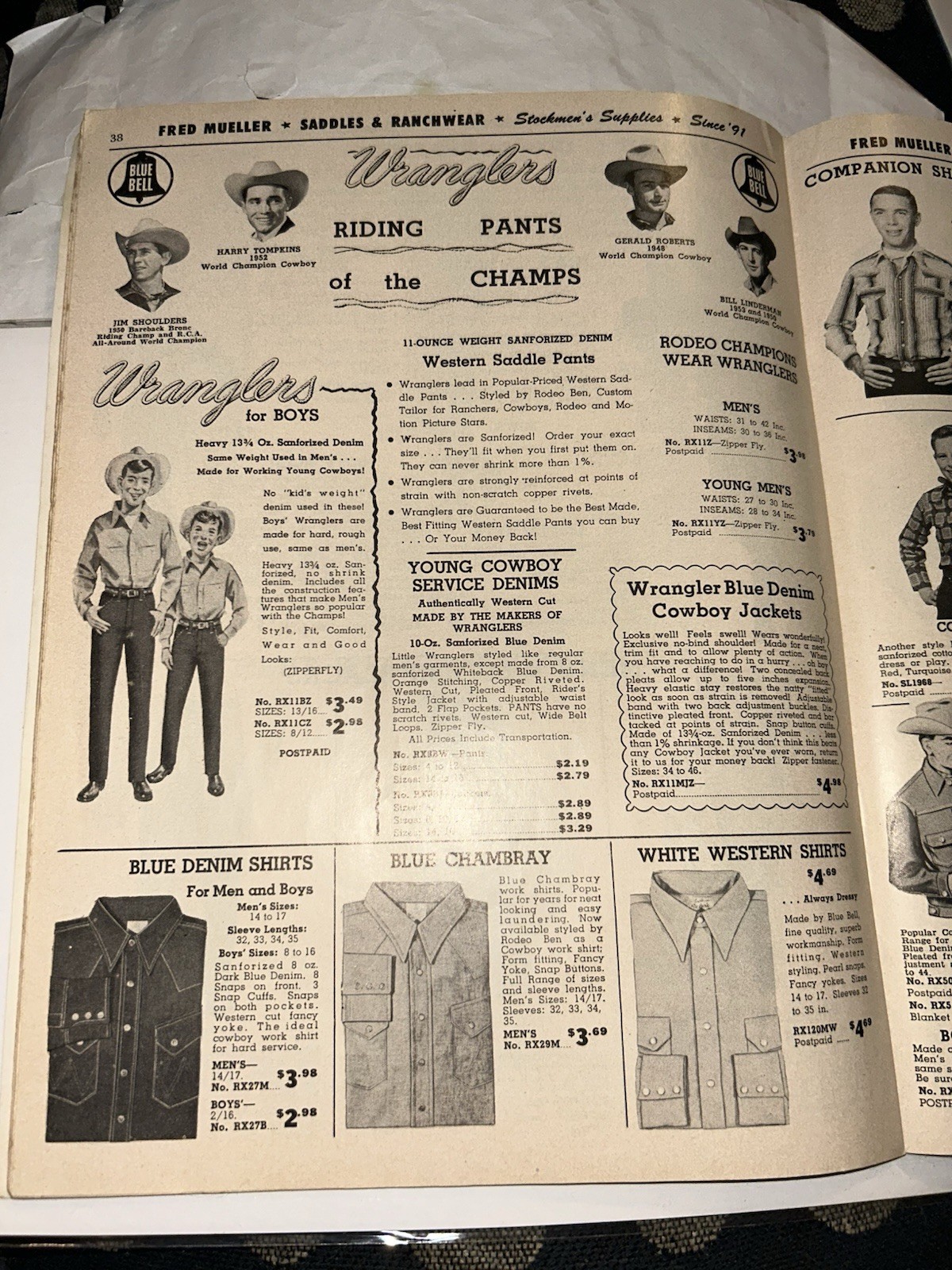 Vintage 1950s Fred Mueller Saddles & Ranchwear Levi’s Wranglers Bits Spurs Belts