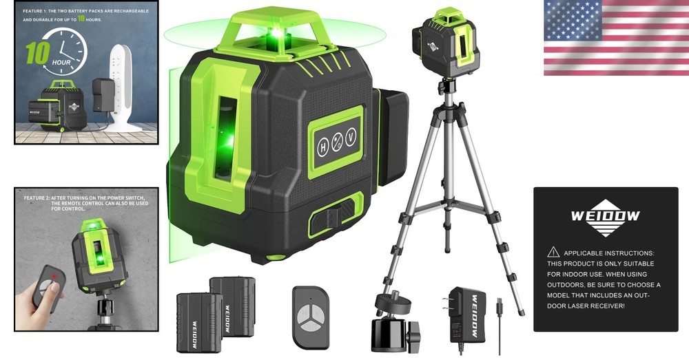 360° Self-Leveling Green Laser Level with Adjustable Tripod - Ultimate Precision