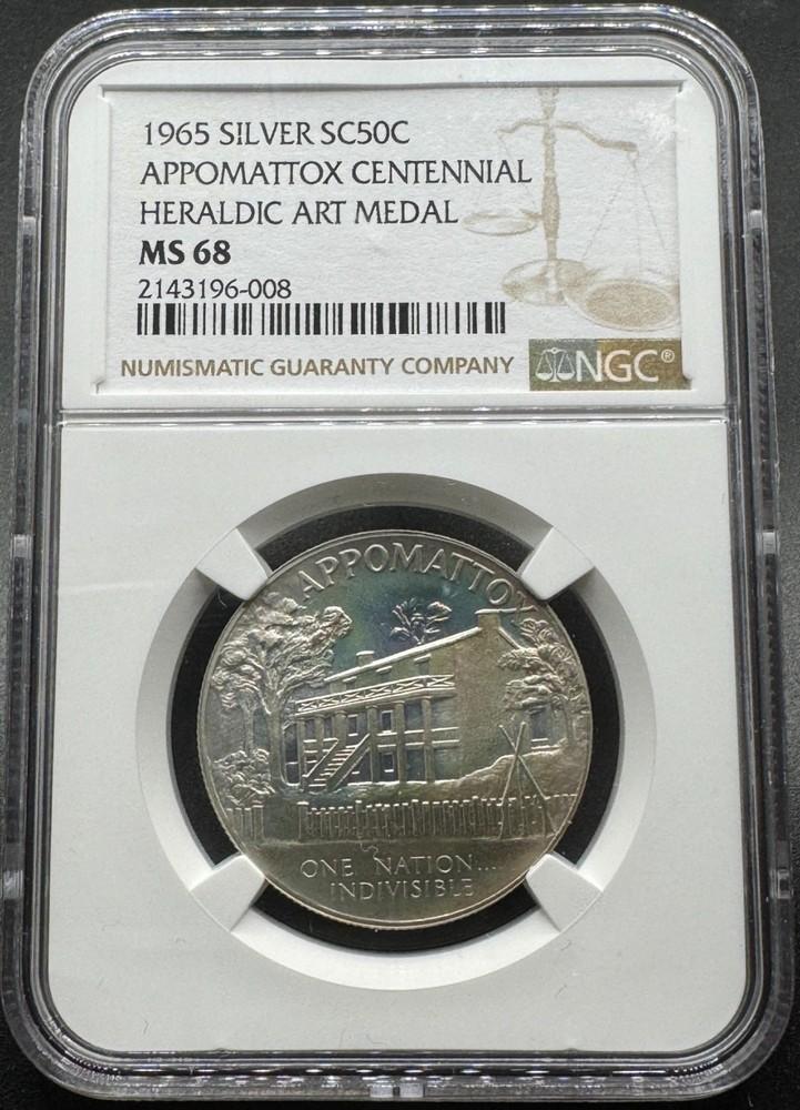 1965 APPOMATTOX CENTENNIAL SILVER SO-CALLED HALF DOLLAR NGC MS68 04EIA26