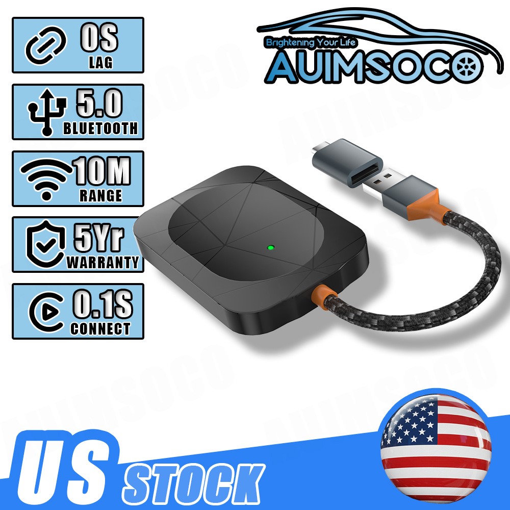 2in1 Wireless CarPlay Adapter Android Auto Car Auto Navigation Player USB Dongle