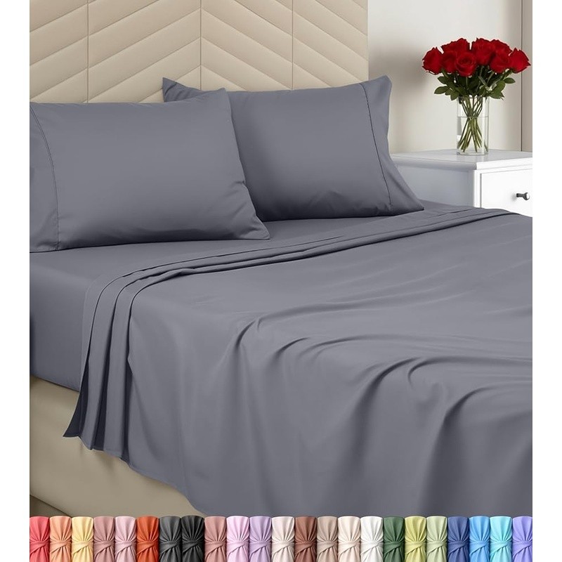 4 Piece Ultra Soft Microfiber Bed Sheet Set Deep Pocket Pillowcases Solid Color