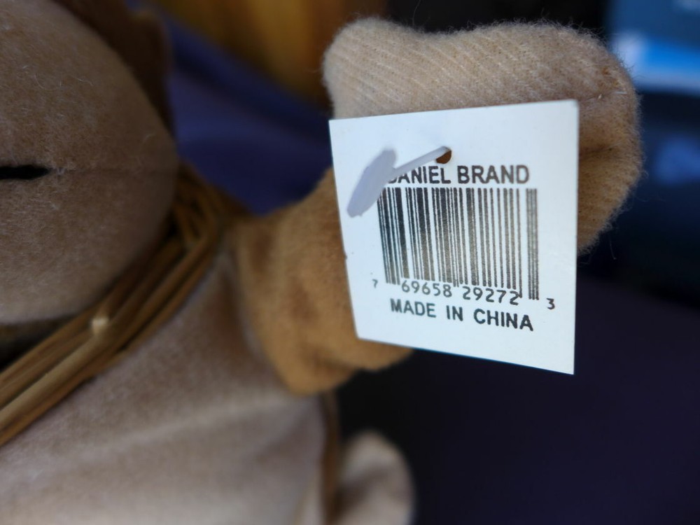 Stuffed Monkey Doll Wicker Basket Toy Decor Presents Candy Treasure Keeper
