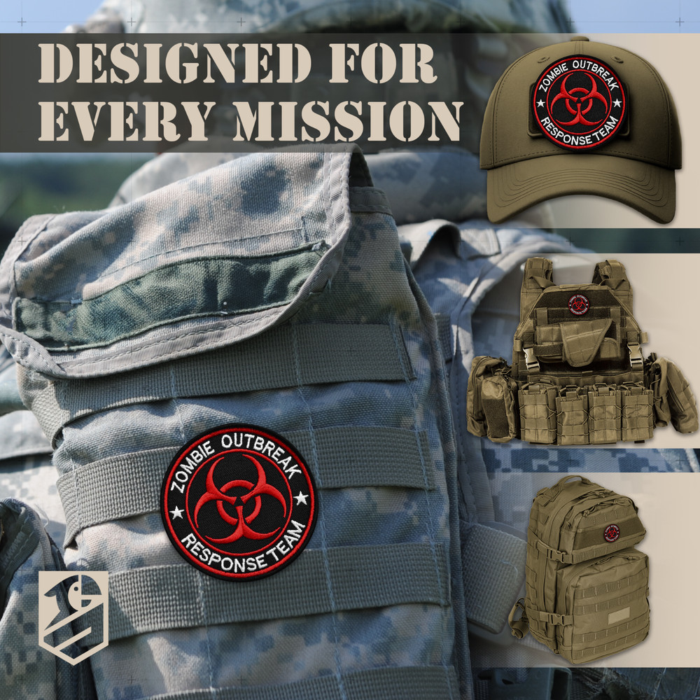 2Pcs Zombie Outbreak Response Team Patch, Embroidered Hook and Loop Zombie Patch