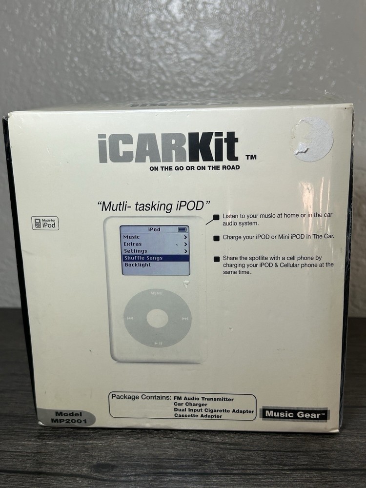 NEW iCarKit Music Gear Accessories for all iPod models iPhone MP3 CD Player NOS