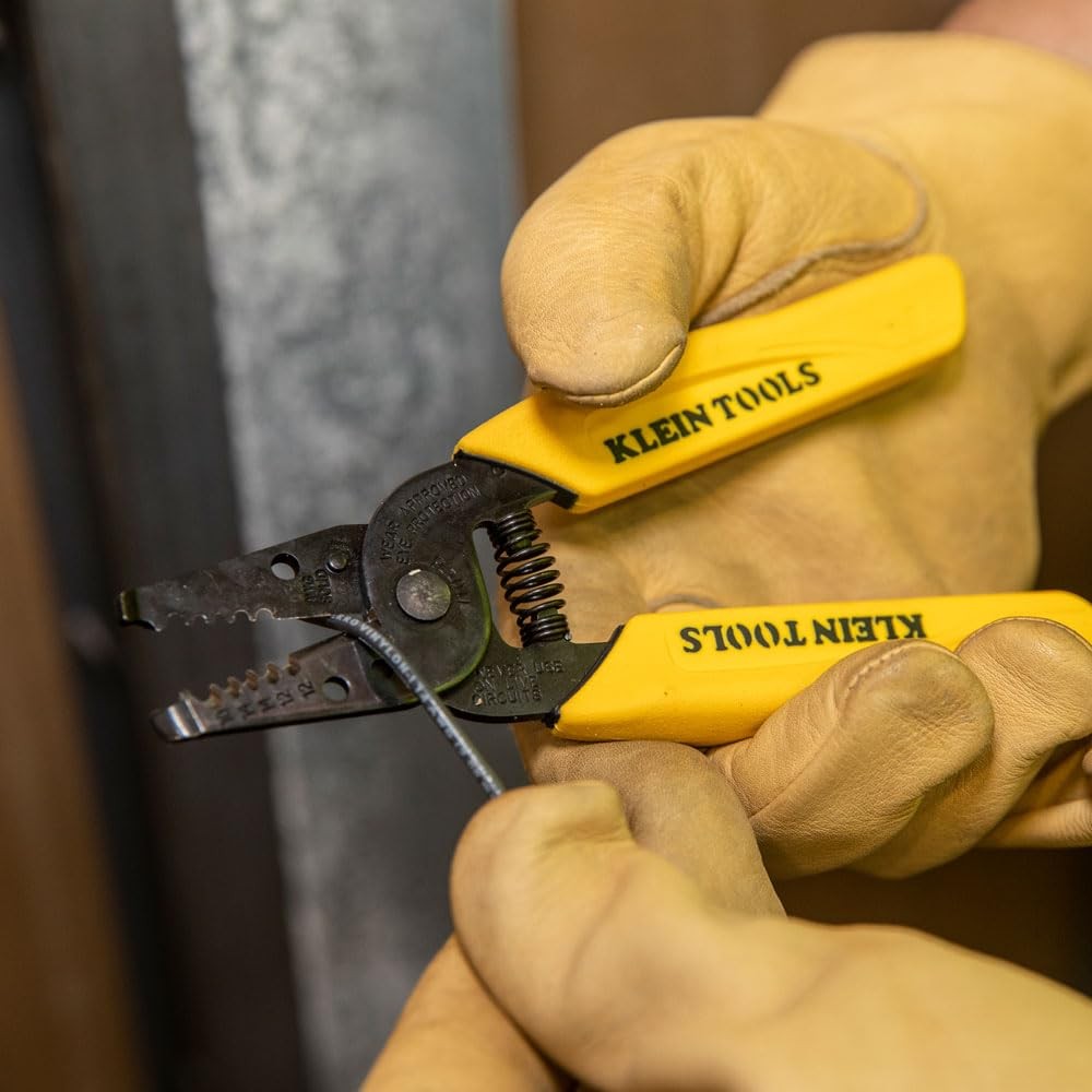 Klein Tools 11048 Dual Wire Stripper Cutter for Solid Wire, Small, Yellow
