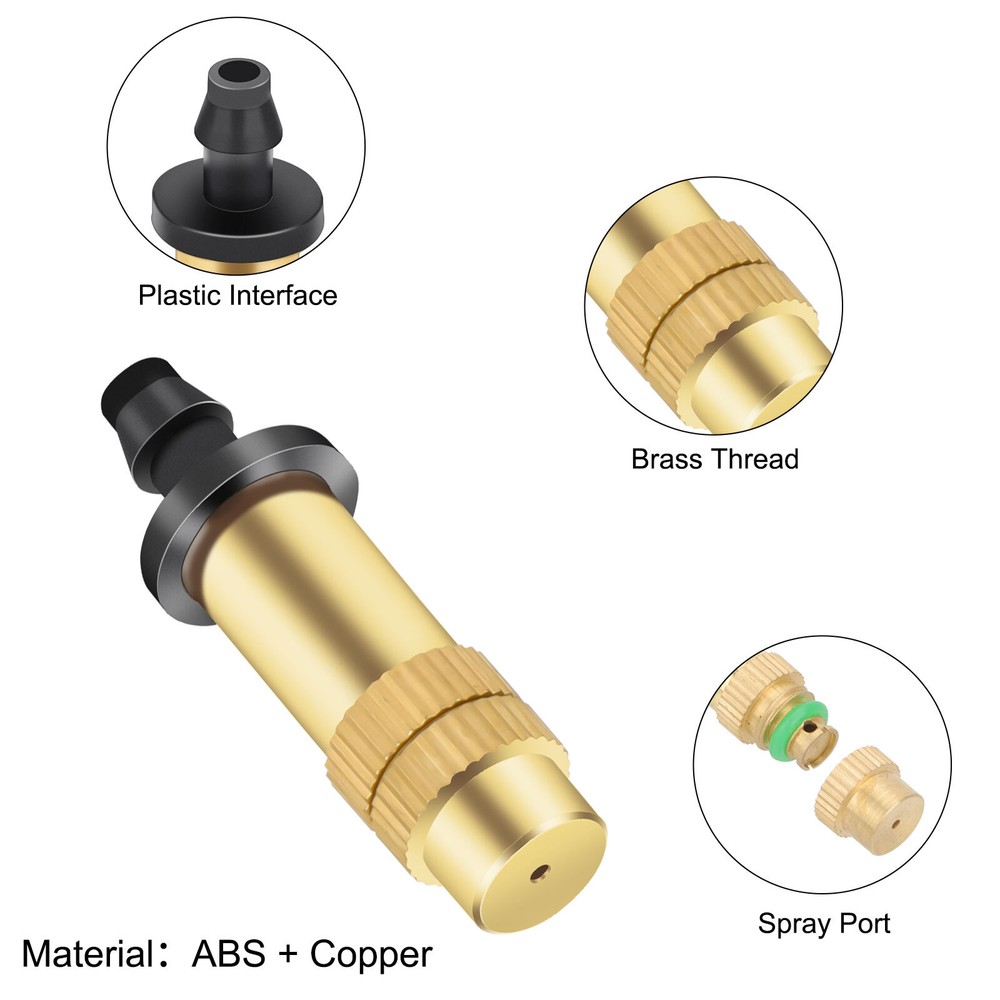 30pcs Adjustable Brass Atomizing Mist Nozzle Drip Irrigation Sprayer Garden Lawn