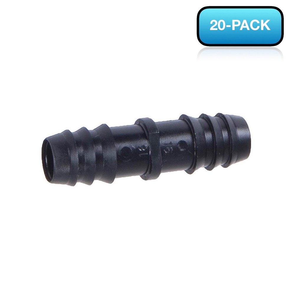 20-PACK -16mm 1/2" Barb Insert Coupling - Drip Irrigation Tubing Hydroponics