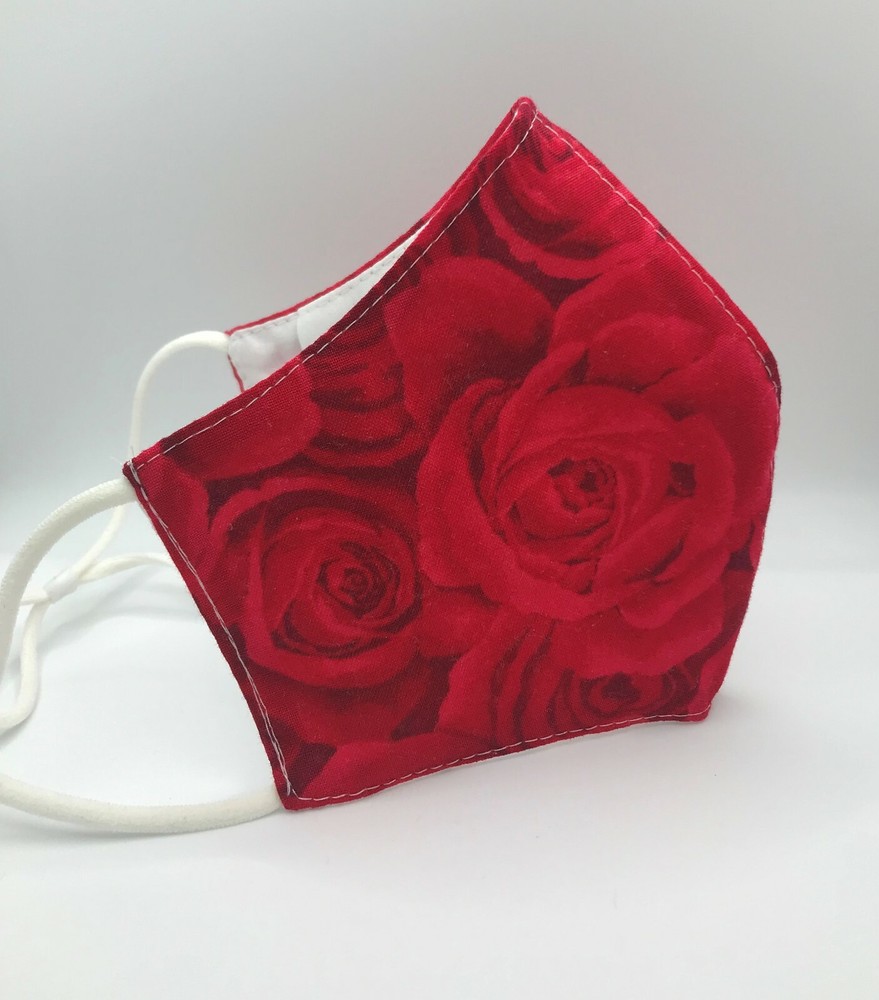 Face Mask 3 Layers - Roses- Reusable & washable with filter pocket