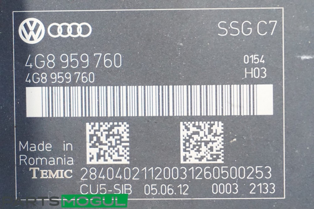 2012-2018 AUDI A6 QUATTRO - Front SEAT / Backrest Adjustment Control Module