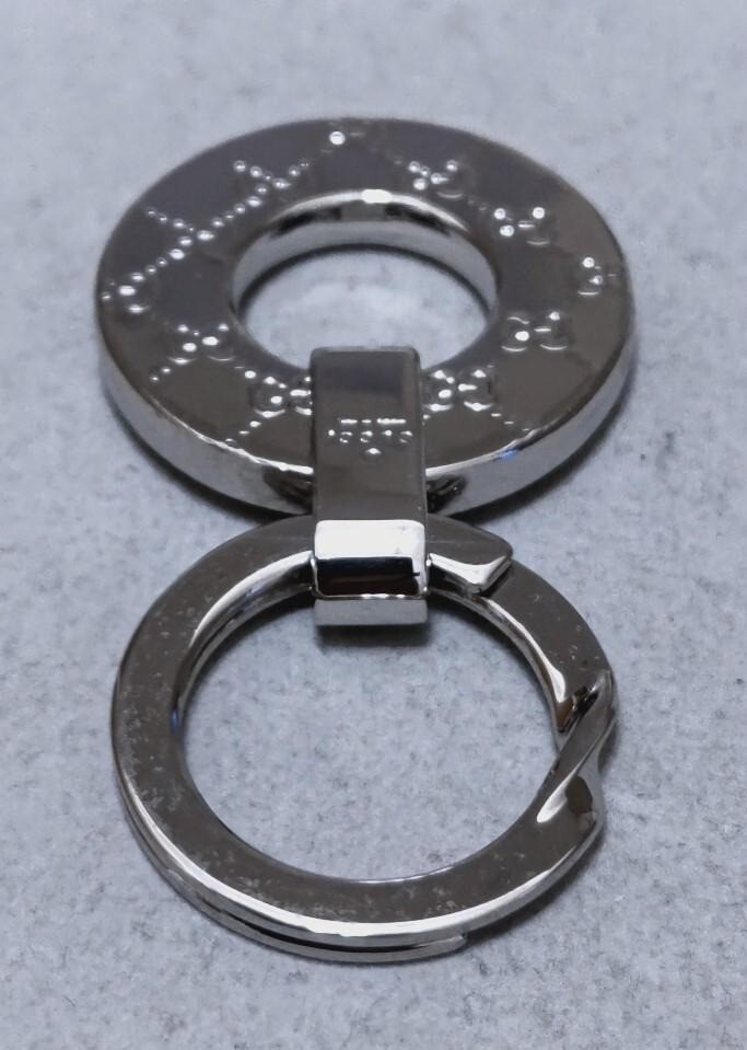 GUCCI Key Ring Silver GG Logo Pattern USED Auth Rare #9230