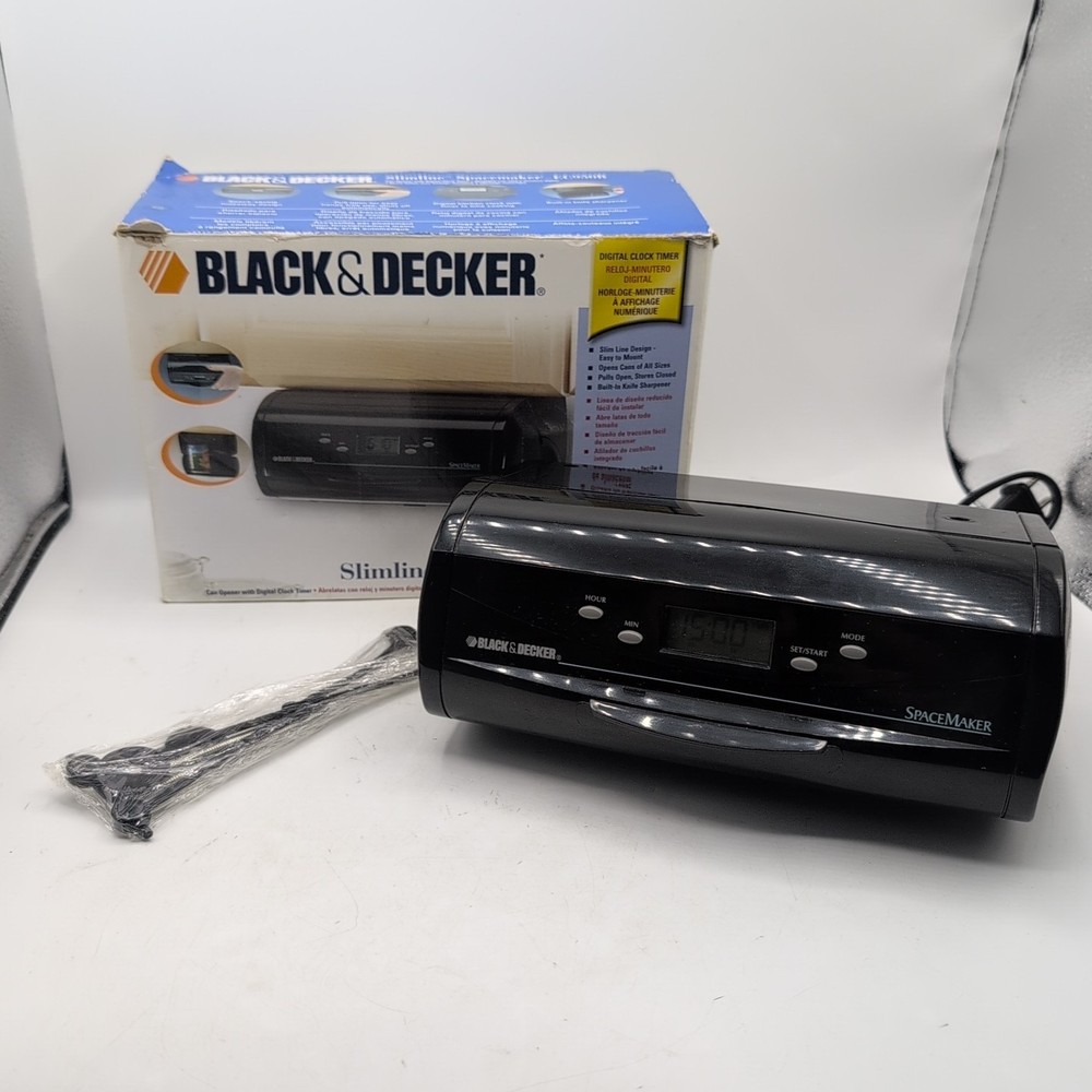 Black & Decker Slimline Spacemaker Can Opener Digital Clock w/ Hardware EC950B