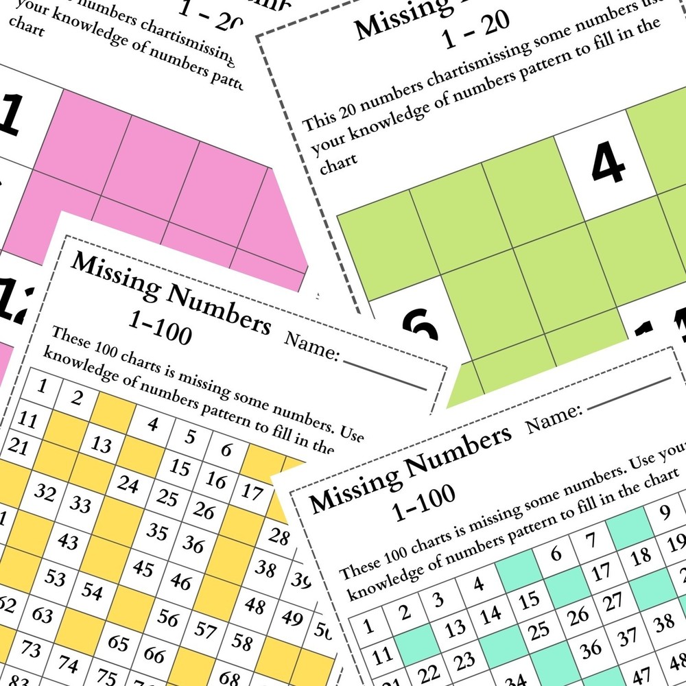 Missing Numbers Worksheets Printable | Math Practice | Digital Download