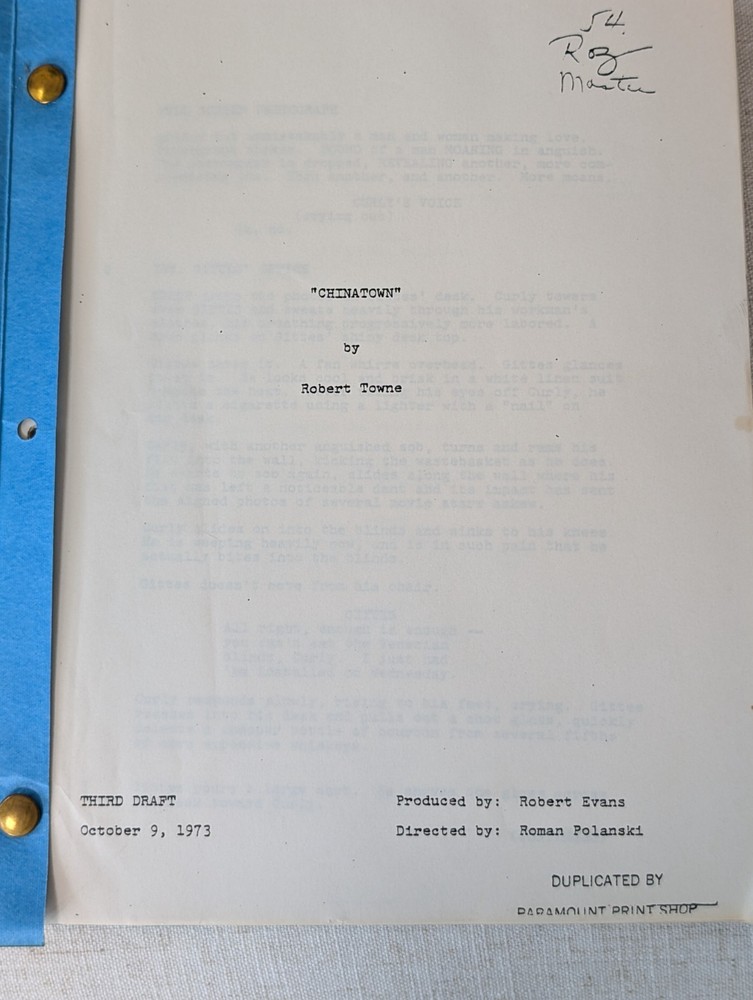 "CHINATOWN" Movie Script Third Draft October 9, 1973