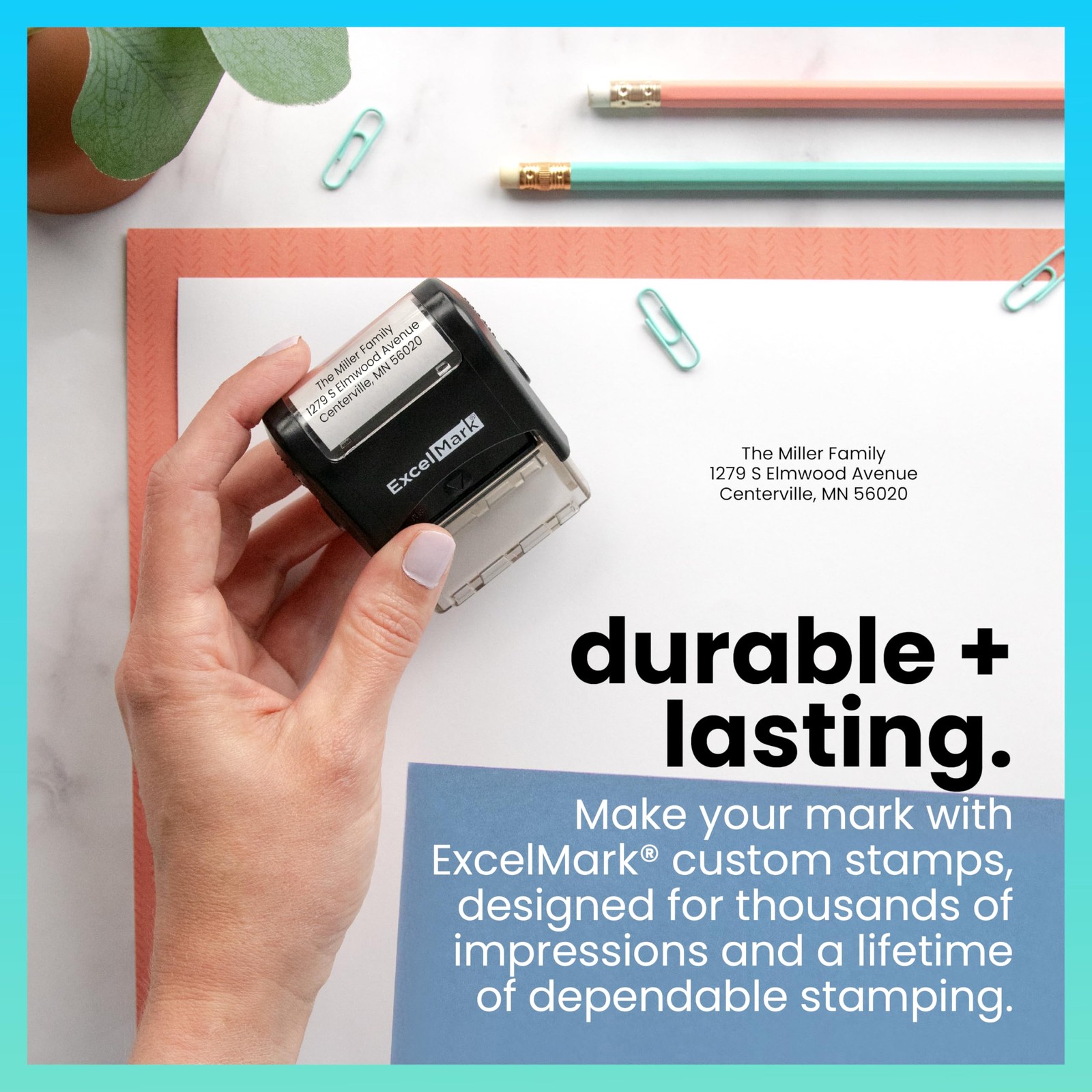 Custom Stamp – Clear & Crisp Impressions – Personalized Self-Inking Rubber St...