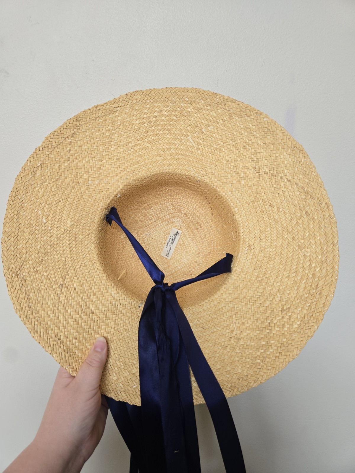Colonial Williamsburg Straw Hat 18th Century Womens Blue Low Crown Ribbon Tea