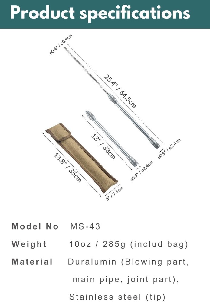 Camping Moon MS-43 SPLIT Fire Starter Tool Mercury BB Fire Blow Torch Compact