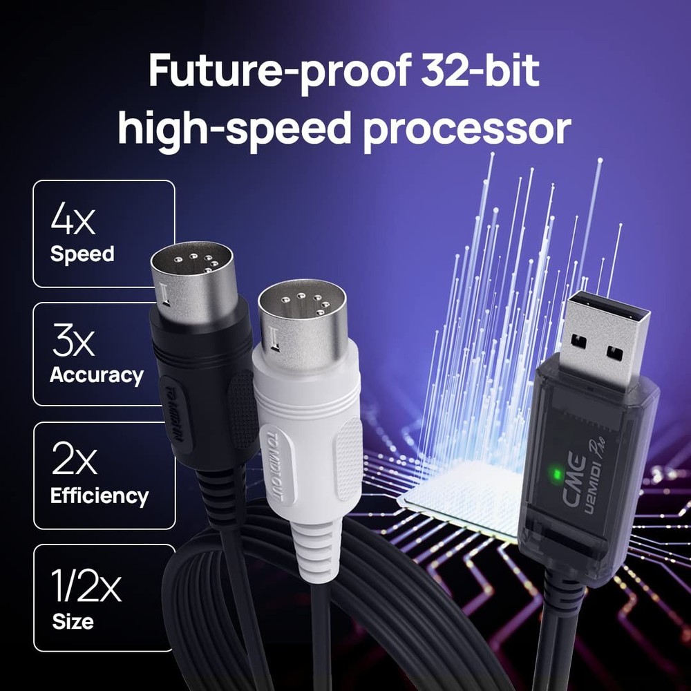6.5ft USB MIDI Cable - High-Speed Plug and Play Connection for Instruments