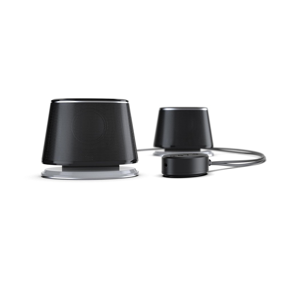 Amazon Basics Bluetooth Computer Speakers with USB 3.0, LED Blue Large, Black