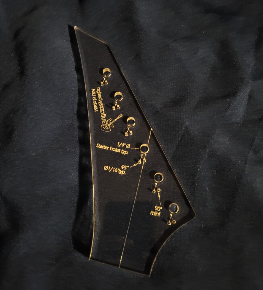 Custom Guitar Neck Headstock Router Template + Tuner Drill Pattern HSJF