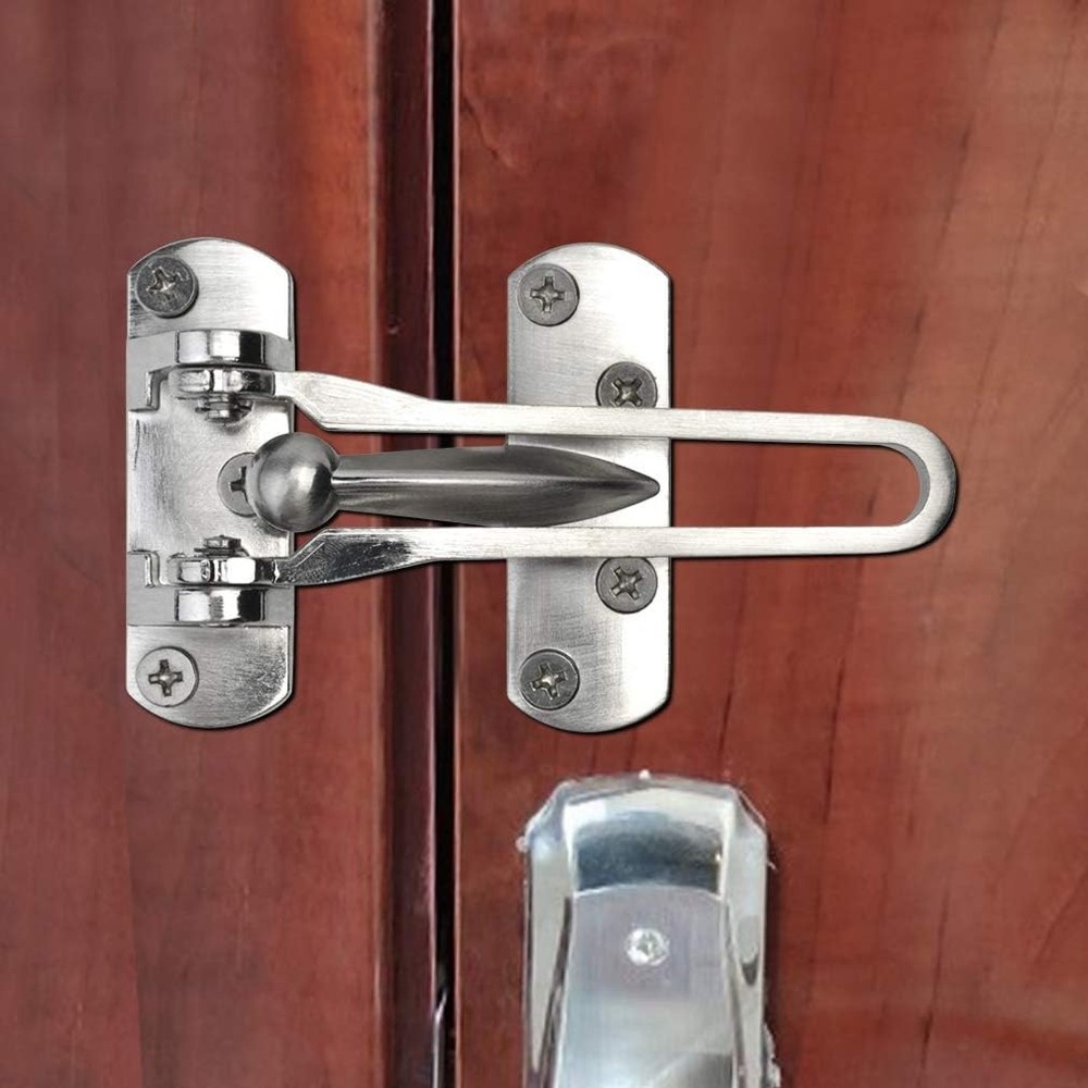 Home Security Door Lock, 2 Pack Latch Guard Clasp Front Satin Nickel