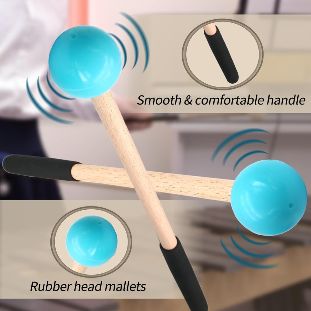 2 Pack 8.7 Inch Glockenspiel Mallets, Rubber Xylophone Mallets Bell Stick Percus