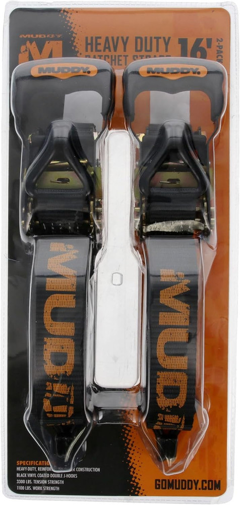 Heavy Duty Ratchet Strap 16' 2PK