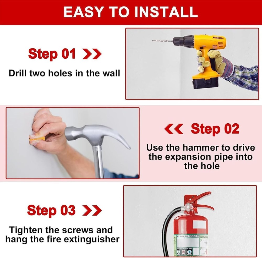 Universal Fire Extinguisher Bracket, Mounts & 2, Red