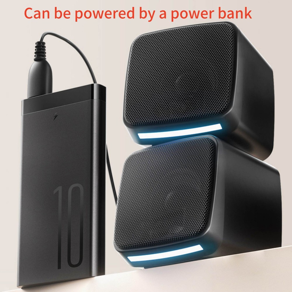 For Desktop PC 1 Pair Small Computer Speakers USB Powered with 3.5mm Audio