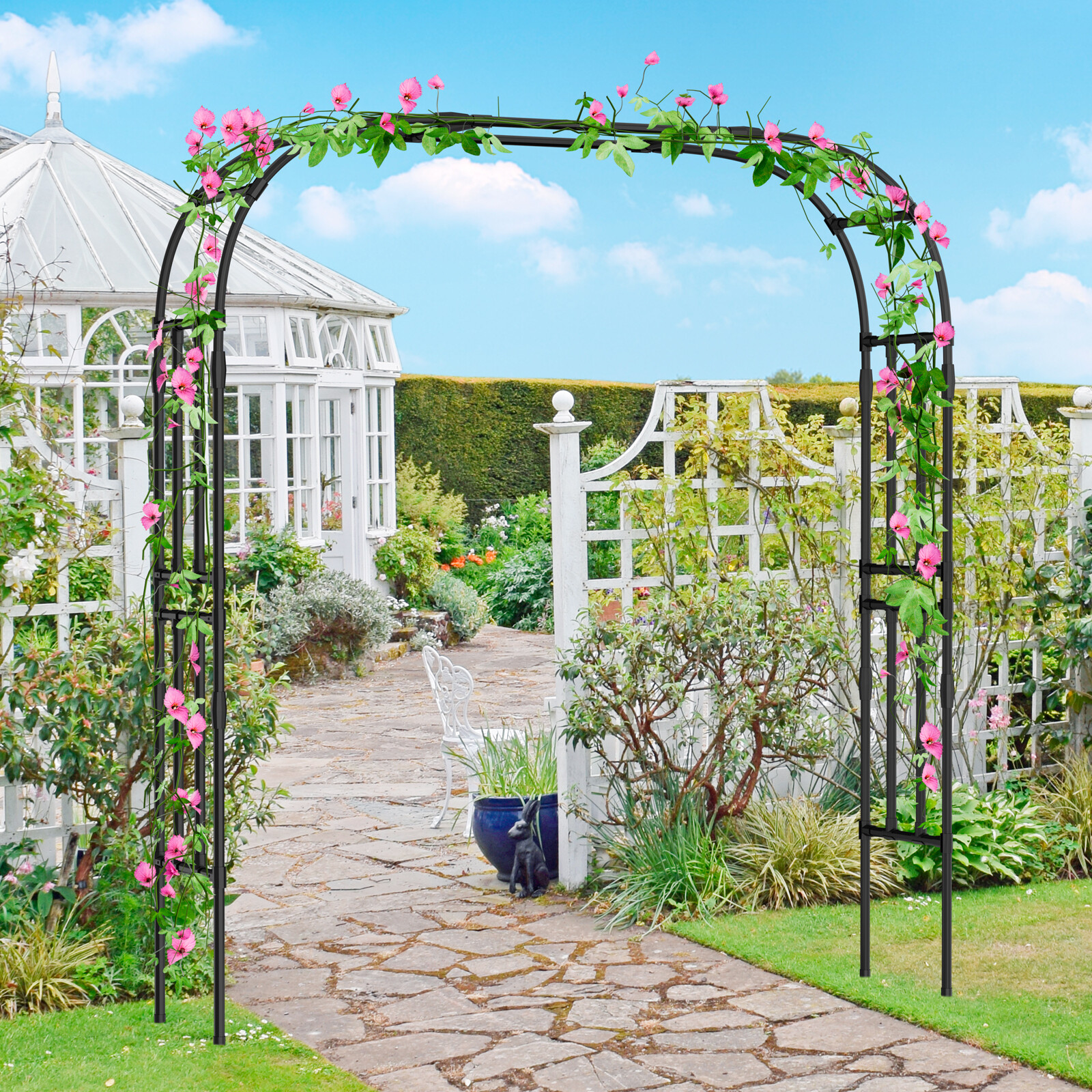 NAIZEA Garden Arch Trellis 87"H x 79" L Garden Arch Arbor Trellis Plant Climbing