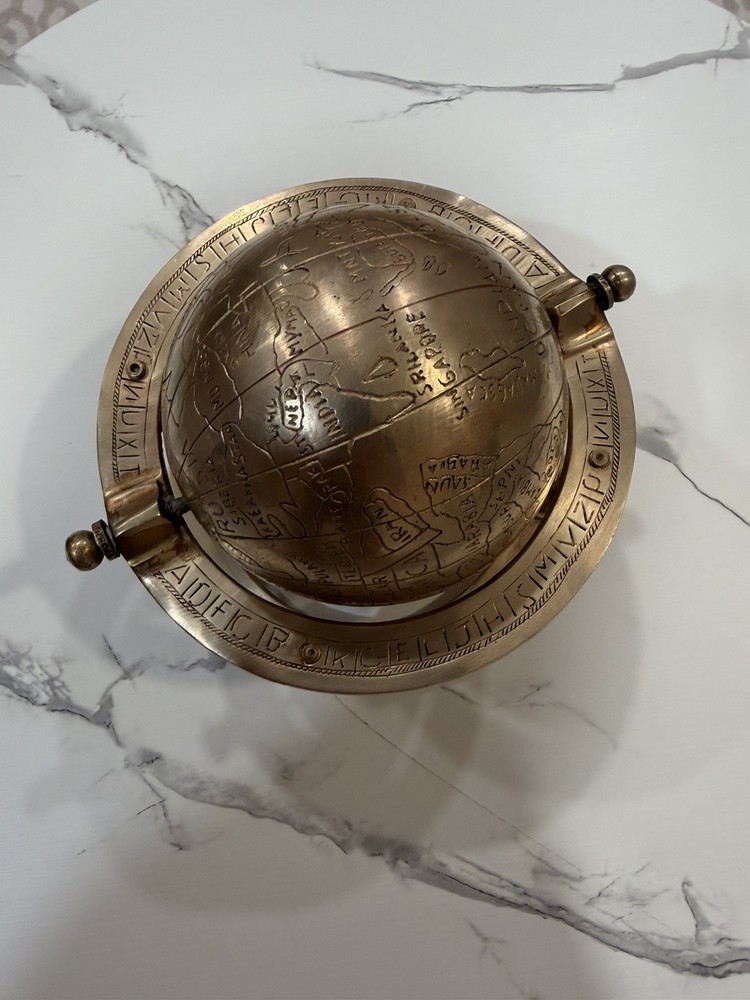 Globe With World Map Full Solid Brass Victorian Era Handmade Rare Globe Antique